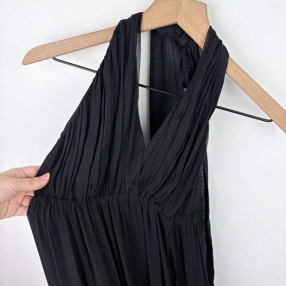 Alice + Olivia 100% Silk Alberta Halter Neck Backless Chiffon Maxi Dress Gown 6 - Picture 4 of 10